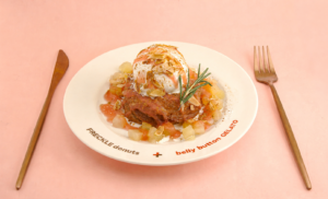 フレンチクルーラーとジェラートを一皿で楽しむ自由が丘店限定フレボタプレート